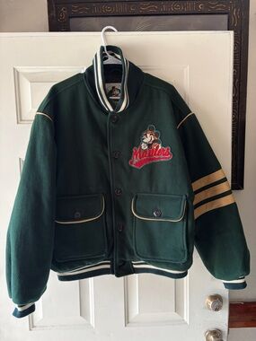 Vintage DISNEY Mickey Mouse Pigskin Classic Wool Blend Football Adult Jacket L